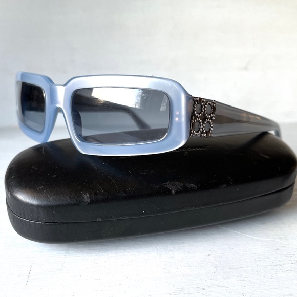 RARE Salvatore Ferragamo Vintage Mod Space Age Glam Bling Pastel Blue Sunglasses main image 7